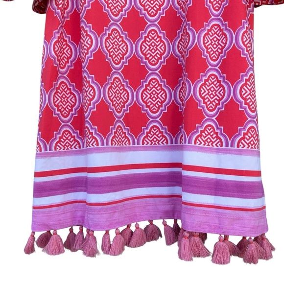 NWT Cabana Life UPF Sun Protection Coral Geo Smocked Dress Cover Up - Size Small - Picture 9 of 15